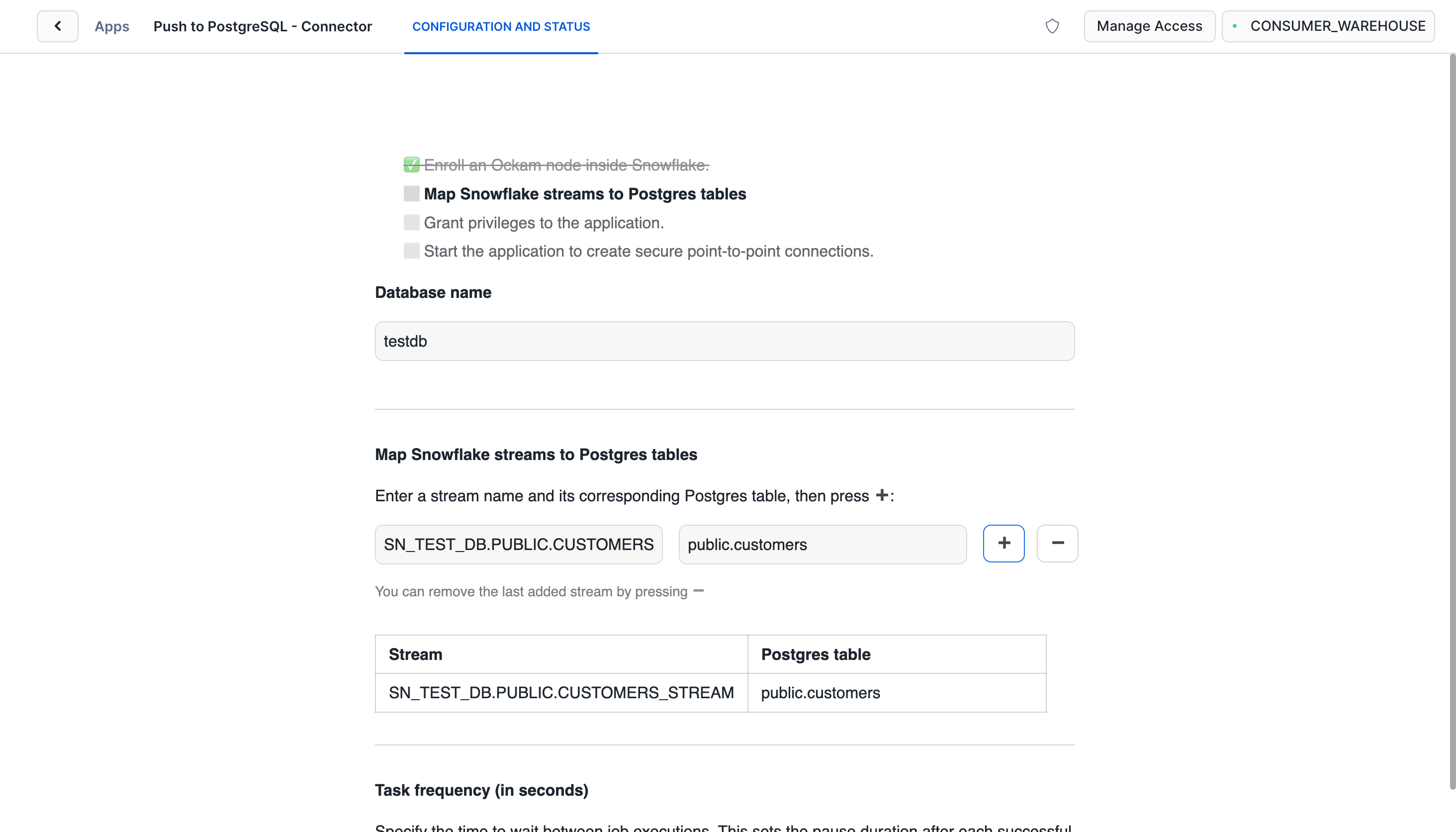 Map streams to PostgreSQL tables